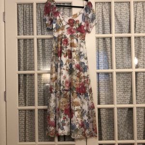 Wayf Pink and Blue Floral Maxi Dress
